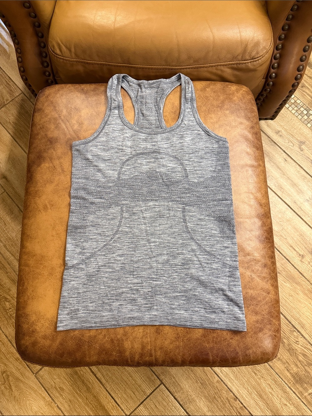 Lululemon Swiftly Tech Racerback Hip Length Sz 4 Heathered Slate Grey White 468